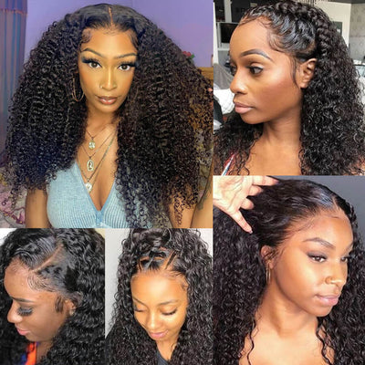 Pre Plucked Kinky Curly Hair Natural Color 13x6 HD Transparent Lace Front Wig For Black Women - Geeta Hair - GeetaHair