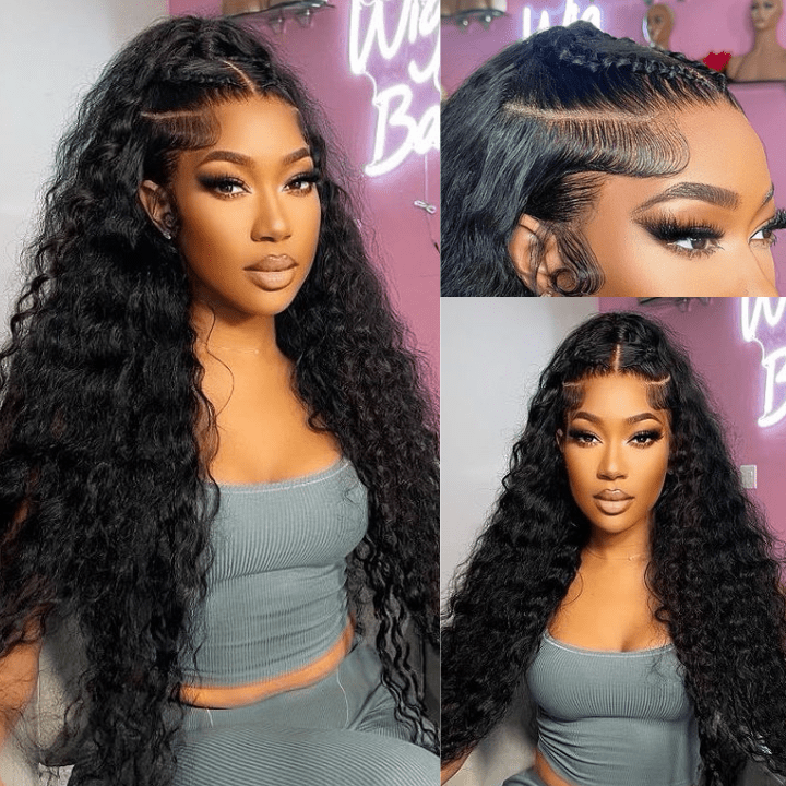 Tax Return Sale Black Curly Hair 13x4 HD Lace Front Wig 100% Virgin Human Hair Wigs Pre Plucked Hairline - Geeta Hair - GeetaHair