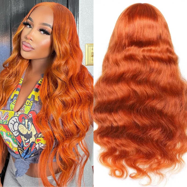 Orange Ginger Wig Body Wave 13x4 HD Lace Front Wigs Pre Plucked Natura –  GeetaHair