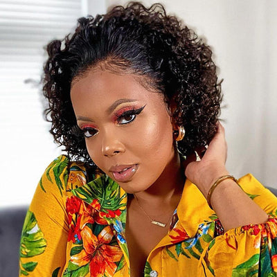 Short Curly Wig Pixie Cut 13x4 HD Lace Front Pre Plucked Natural Hairline Glueless Lace Front Wigs - Geeta Hair - GeetaHair