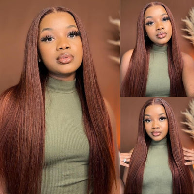 Reddish Brown 13x4/4x4 HD Transparent Lace Wig Straight Auburn Glueless Human Hair Wigs - GeetaHair