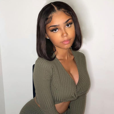 Short Straight Hair Lace Front Bob Wigs Pre Plucked Natural Hairline Glueless Real Human Hair Wig - Geeta Hair - GeetaHair