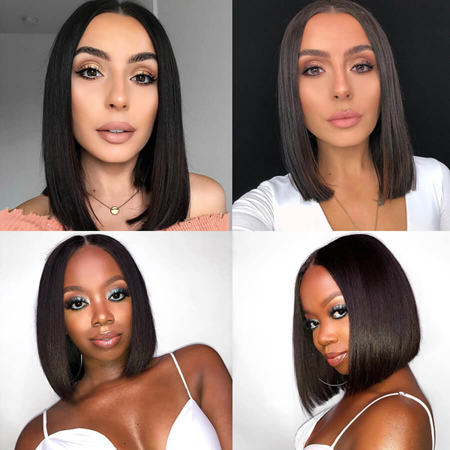 Short Straight Hair Bob Wig Pre Plucked 4x4 HD Lace Closure Human Hair Bob Wigs - Geeta Hair - GeetaHair
