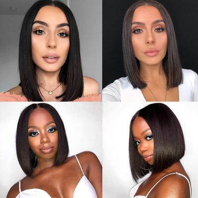Short Straight Hair Bob Wig Pre Plucked 4x4 HD Lace Closure Human Hair Bob Wigs - Geeta Hair - GeetaHair