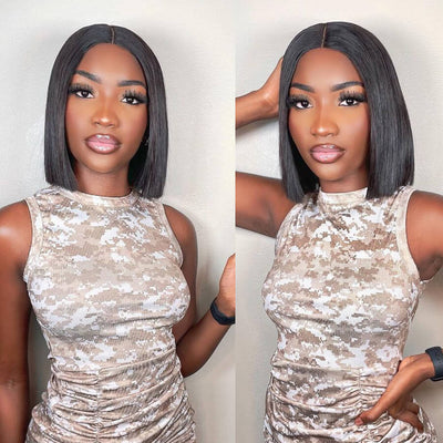 Short Straight Hair Bob Wig Pre Plucked 4x4 HD Lace Closure Human Hair Bob Wigs - Geeta Hair - GeetaHair
