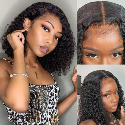 Short Curly Bob 4x4 HD Lace Closure Wig Thick Human Hair Bob Wigs 180%/250% Density With Baby Hair - Geeta Hair - GeetaHair