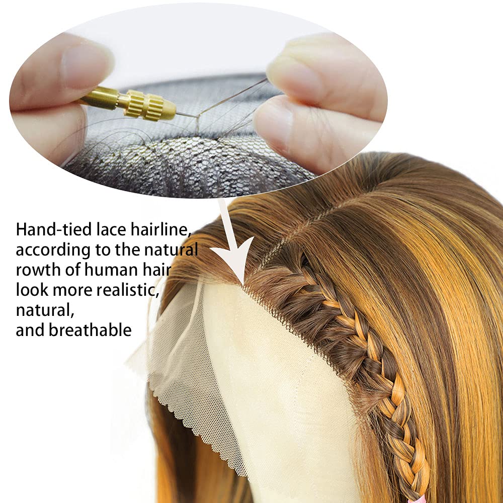 Straight Hair Honey Blonde Highlight Bob Human Hair Wigs HD Lace 13x4/4x4 Frontal/Closure Ombre Glueless Wigs - Geeta Hair - GeetaHair