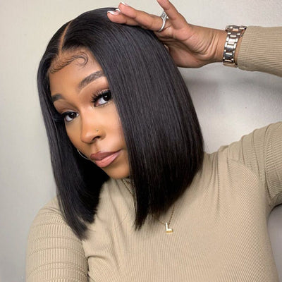 Short Straight Hair Bob Wig Pre Plucked 4x4 HD Lace Closure Human Hair Bob Wigs - Geeta Hair - GeetaHair