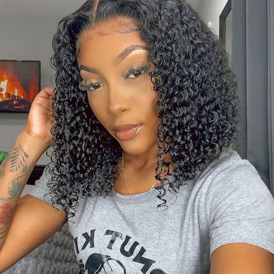 Short Curly Bob 4x4 HD Lace Closure Wig Thick Human Hair Bob Wigs 180%/250% Density With Baby Hair - Geeta Hair - GeetaHair