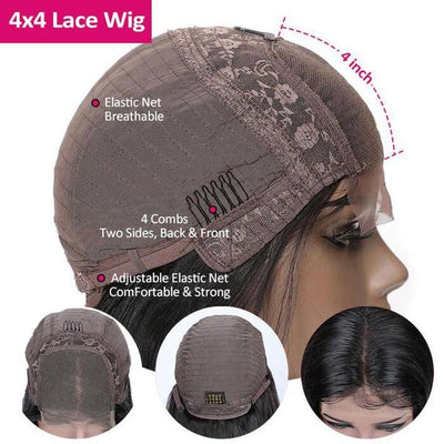 Short Curly Bob 4x4 HD Lace Closure Wig Thick Human Hair Bob Wigs 180%/250% Density With Baby Hair - Geeta Hair - GeetaHair