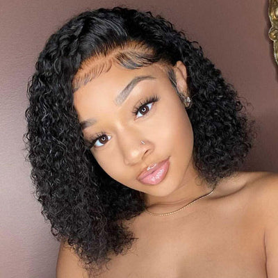 Short Curly Bob 4x4 HD Lace Closure Wig Thick Human Hair Bob Wigs 180%/250% Density With Baby Hair - Geeta Hair - GeetaHair