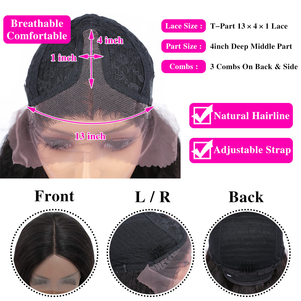 Short Straight Bob Wig T Part Lace Front Wig Virgin Human Hair 150% Density-Geeta Hair