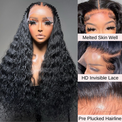 Water Wave Wig 13x4 HD Lace Front Wig Pre Plucked Headline 100% Real Human Hair Wig-Geetahair
