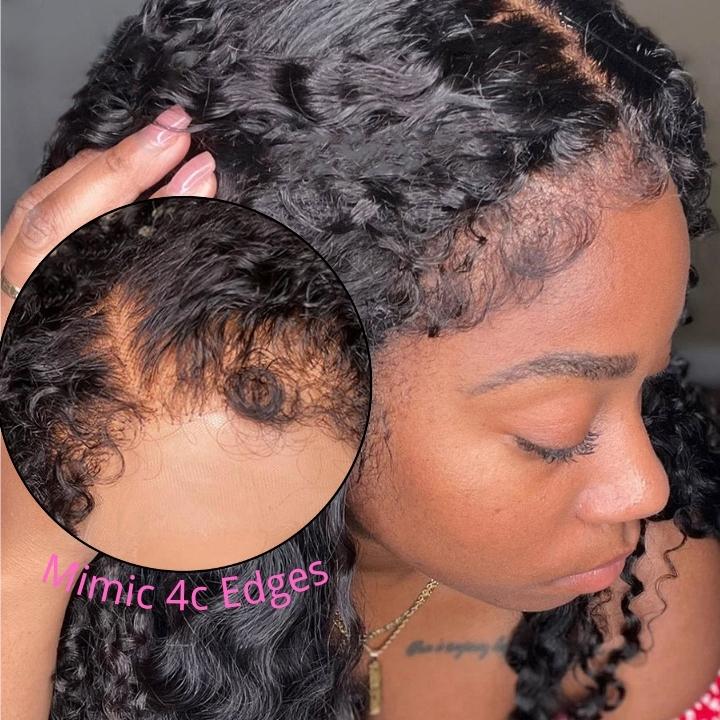 Type 4C Kinky Hairline Kinky Curly 13x4 Undetectable Lace Front Wig With Kinky Baby Hairline - Geeta Hair - GeetaHair