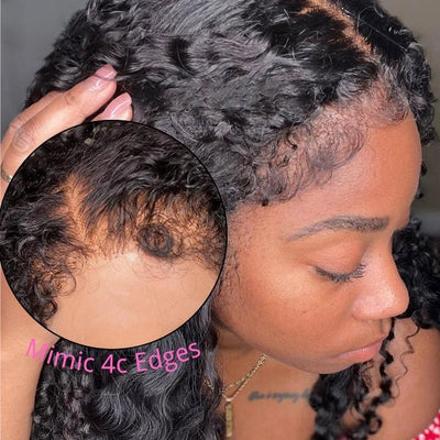 Type 4C Kinky Hairline Kinky Curly 13x4 Undetectable Lace Front Wig With Kinky Baby Hairline - Geeta Hair - GeetaHair