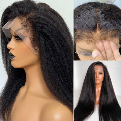 Flash Sale 60% Off Type 4C Natural Edges Kinky Straight 4x4 Invisible Lace Human Hair Wigs With Kinky Baby Hairline - Geeta Hair - GeetaHair