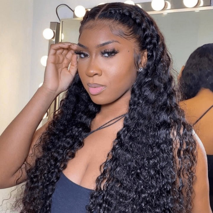 Type 4C Natural Edges Water Wave Free Parting 13x4 Invisible Lace Front Wig With Kinky Baby Hairline - Geeta Hair - GeetaHair