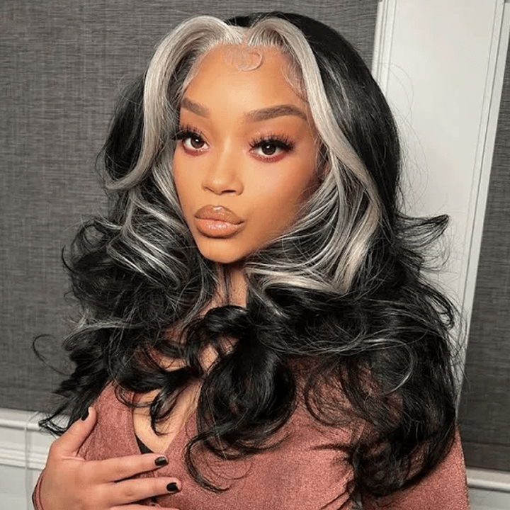 Flash Sale: Buy 180% Density Deep Wave 13*6 HD Lace Wig, Get 4*4 Skunk Stripe Bob Wig For Free - GeetaHair