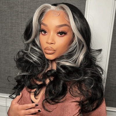 Flash Sale: Buy 180% Density Deep Wave 13*6 HD Lace Wig, Get 4*4 Skunk Stripe Bob Wig For Free - GeetaHair