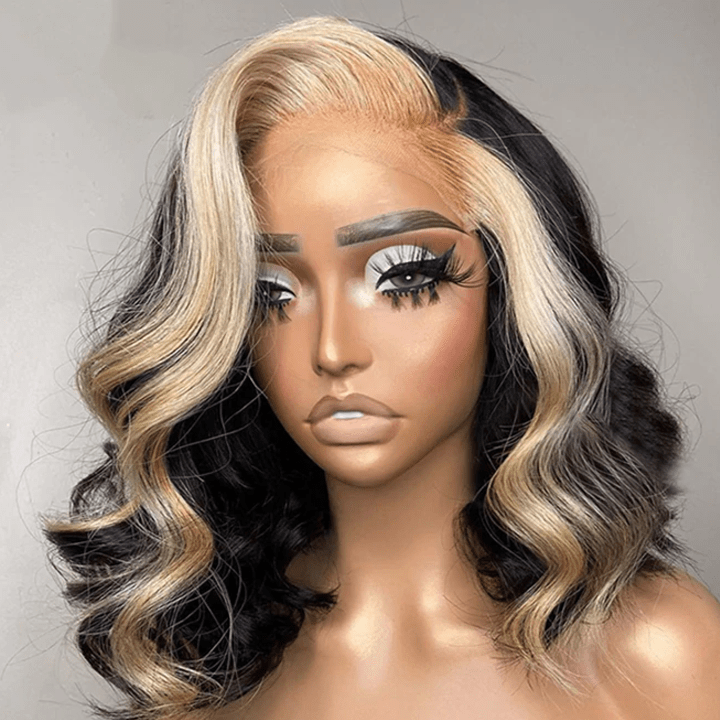 Flash Sale: Buy 180% Density Deep Wave 13*6 HD Lace Wig, Get 4*4 Skunk Stripe Bob Wig For Free - GeetaHair